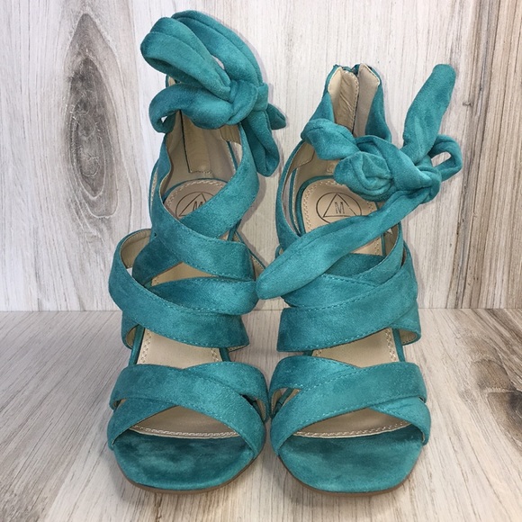 Missguided Shoes - NWOT Missguided Green Wrap Heels